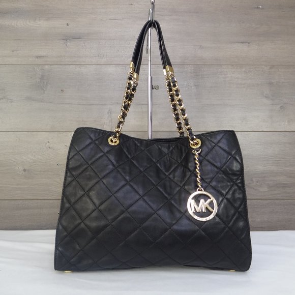 Michael Kors Handbags - Michael Kors Quilted Black Leather Shoulder Bag Tote Handbag Purse Satchel